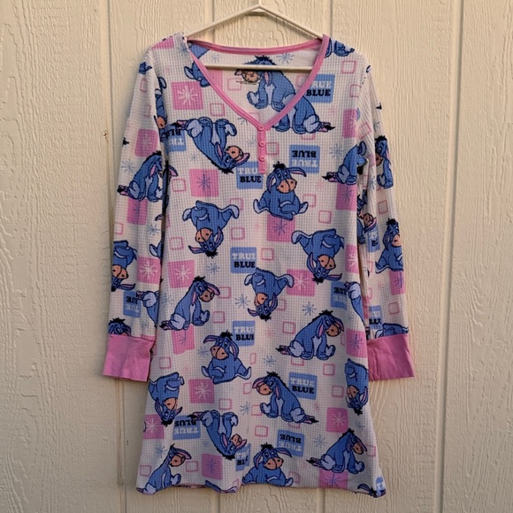 Disney Blue and Pink Eeyore Soft Nightgown Sleepwear Long Sleeves Soft Size XL - Picture 1 of 7